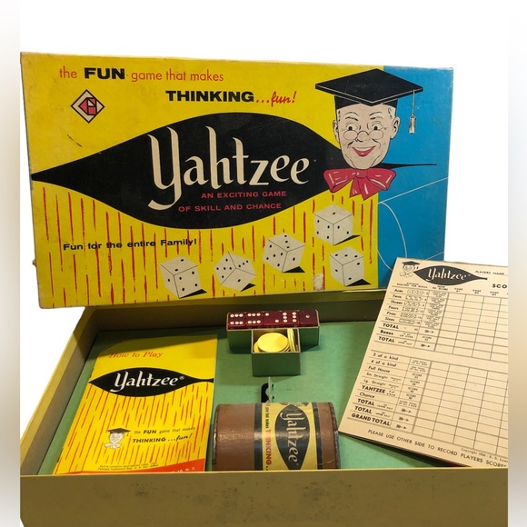 Vintage Yahtzee Game 1956, 1960 The Greeting Company Complete But No Orig Pencil - Picture 1 of 15